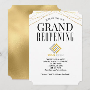 Business Grand ReÖppna Logotyp Faux Guld Inbjudningar