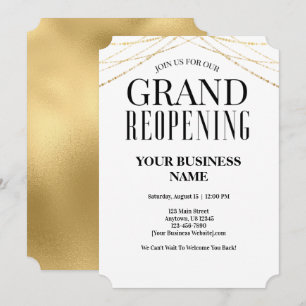 Business Grand Reöppning Faux Guld Inbjudningar