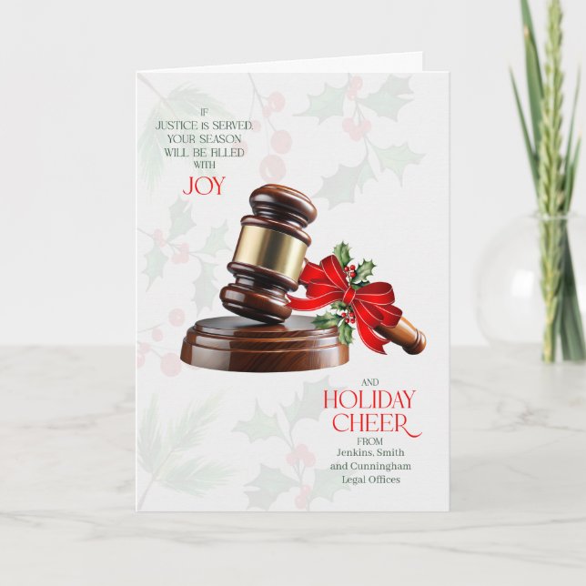 Business Greeting Judicial Gavel Cheer Custom Name Helgkort (Framsida)