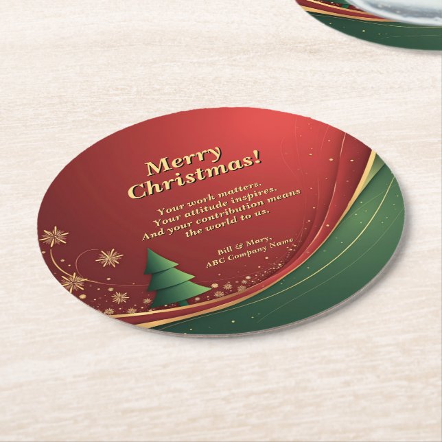 Business Group Namn Message Red jul Party Underlägg Papper Rund (Vinklad)