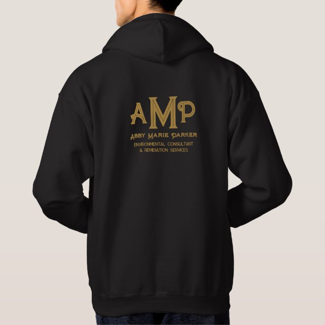 Business Guld Monogram Employee Namn Hoodie (Baksida)