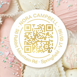 Business Guld QR Code Namn Adress Runt Klistermärke