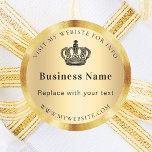 Business guld royal krona webbplats runt klistermärke<br><div class="desc">En faux guld-tittar bakgrund,  dekorerad med faux guld ram och krona. Anpassa och lägga till text och webbplats-URL</div>
