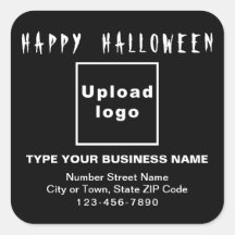 Business Halloween Black Square-etikett