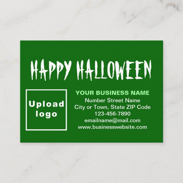 Business Halloween Hälsning på Grönt Tilläggskort (Framsida)
