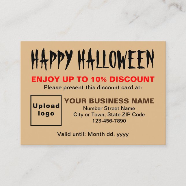 Business Halloween Light Brown-rabattkort Rabattkort (Framsida)