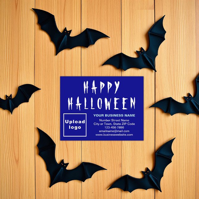 Business Halloween - litet, platt Helgdag-kort Julkort (Blue Halloween business flat holiday card)