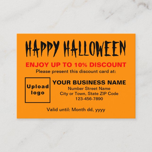 Business Halloween Orange Färg-rabattkort Rabattkort (Framsida)