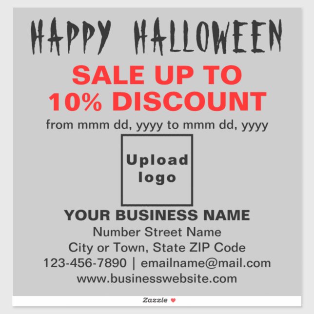 Business Halloween Sale på Grått Vinyl Sticker Klistermärken (Ark)