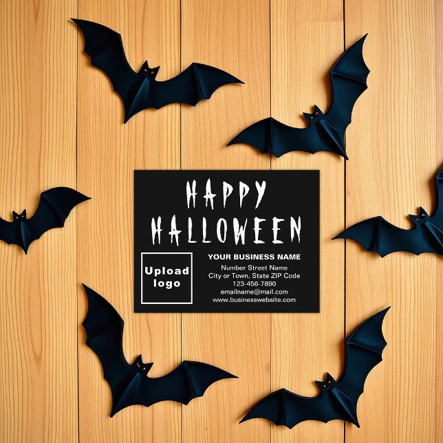 Business Halloween Small Black Flat Helgdag Card Julkort (Black Halloween business flat holiday card)