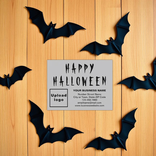 Business Halloween Small Grått Flat Helgdag-kort Julkort (Gray Halloween business flat holiday card)