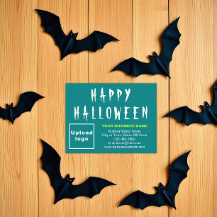 Business Halloween Small Teal Grönt - platt Julkort