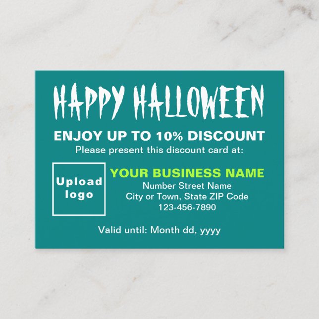 Business Halloween Teal Grönt Rabattkort (Framsida)