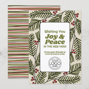 Business Hälsning Joy & Peace Whimsical Grenar Julkort