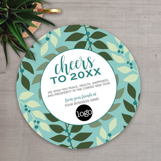 Business Hälsning med Logotyp Chef till nyår Julkort (Cheers to the New Year - Holiday Greeting Cards)