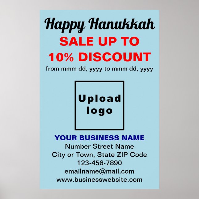 Business Hanukkah Sale on Light Blue Poster (Framsidan)