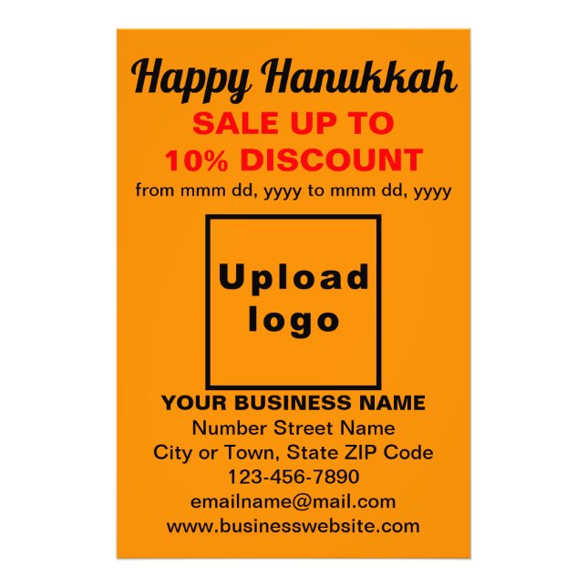 Business Hanukkah Sale on Orange Färg Photo Papper Fototryck (Framsidan)