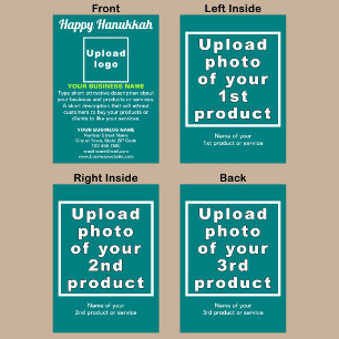 Business Hanukkah Teal Grönt-mappat gratulationsko Kort