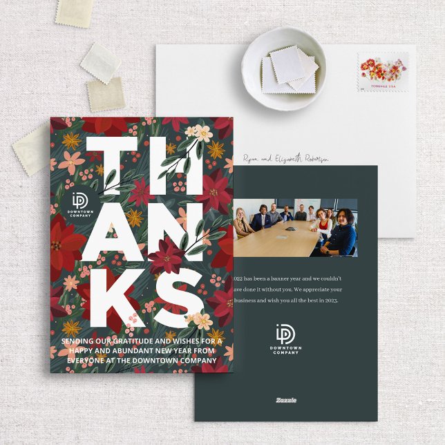 Business Helgdag Card för tack till vinterBlommigt Julkort (Skapare uppladdad)