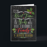 Business Helgdag Chalkboard och Holly Theme Helgkort<br><div class="desc">Det är det bästa tillfället på året att önska din förlängda familj en trevlig säsong! För alla företag som ser sina kunder, kunder, leverantörer och/eller anställda i sin utökade familj har den här röda kretskort, den grönt och den gyllene gulten som Julhälsningar ett underbart trendig och modern känsla så att...</div>