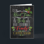 Business Helgdag Chalkboard och Holly Theme Helgkort<br><div class="desc">Det är det bästa tillfället på året att önska din förlängda familj en trevlig säsong! För alla företag som ser sina kunder, kunder, leverantörer och/eller anställda i sin utökade familj har den här röda kretskort, den grönt och den gyllene gulten som Julhälsningar ett underbart trendig och modern känsla så att...</div>