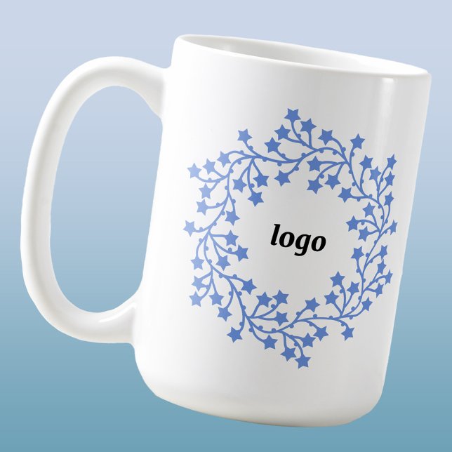 Business Helgdag för Logotyp av stjärna Kaffemugg (Logo wreath business promotional holiday coffee mug)