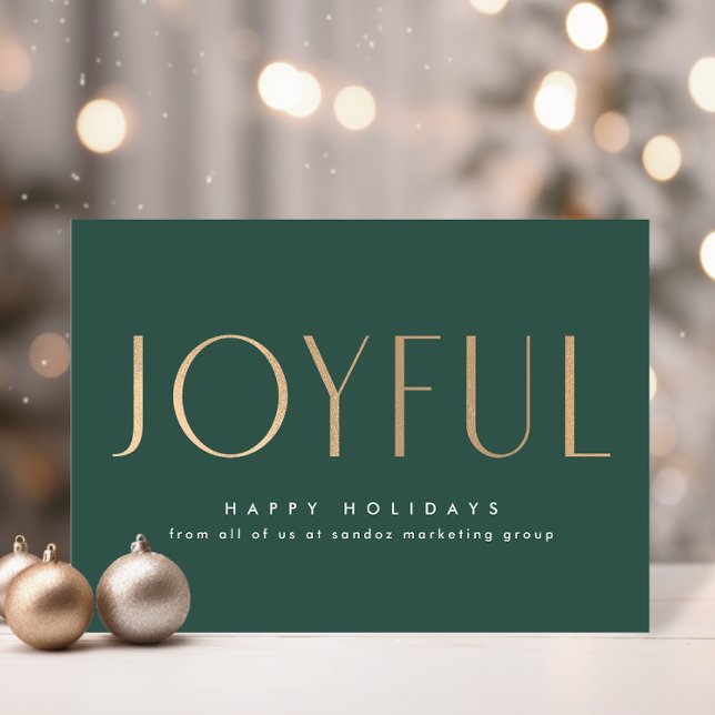 Business Helgdag Glatt Simplicit Grönt Guld Kort (Business Holiday Joyful Simplicity Green Gold Card)