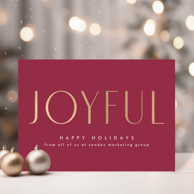 Business Helgdag Glatt Simplicit Red Guld Kort (Business Holiday Joyful Simplicity Red Gold Card)