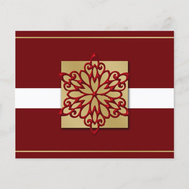 Business Helgdag-kort för Red Guld Snowflake (Framsida)