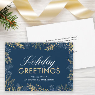 Business Holiday Greetings Guld Foliage Företag Julkort