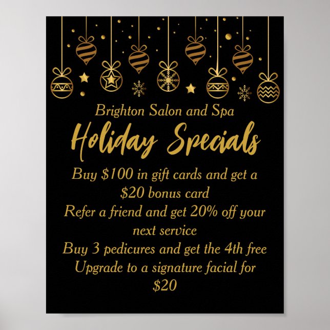 Business Holiday Specials Custom Black Gold Poster (Framsidan)