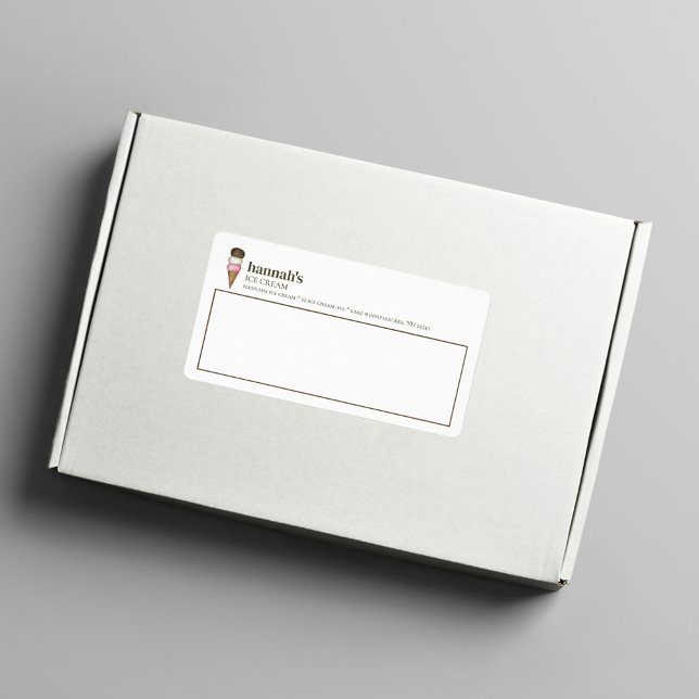 Business Ice Cream Shop-Anpassningsbar Fraktsedel (Ice cream cone business shipping label.)