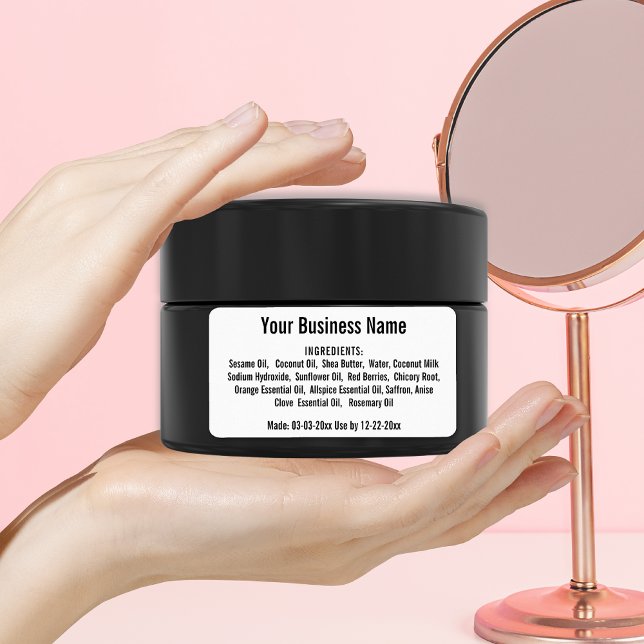 Business Ingredient List Burk Flaskor på White Adressetikett (Skapare uppladdad)