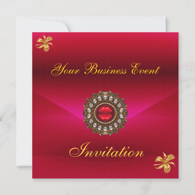 Business Investigation Tillfällen Red med Jewel Inbjudningar (Framsida)