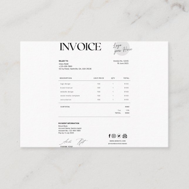 Business invoice (Framsida)