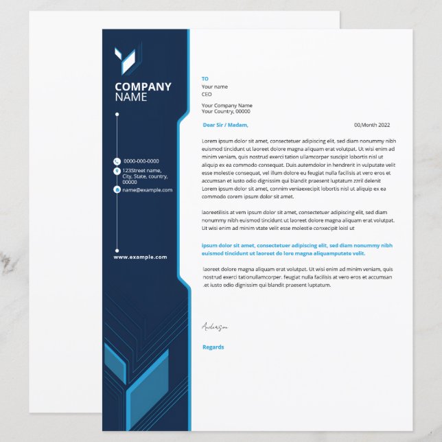 Business letterhead template (Fram/baksida)