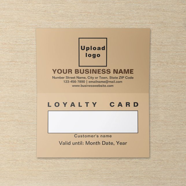 Business Light Brown-mappat förmånskort Lojalitetskort (Business light brown folded loyalty card.)