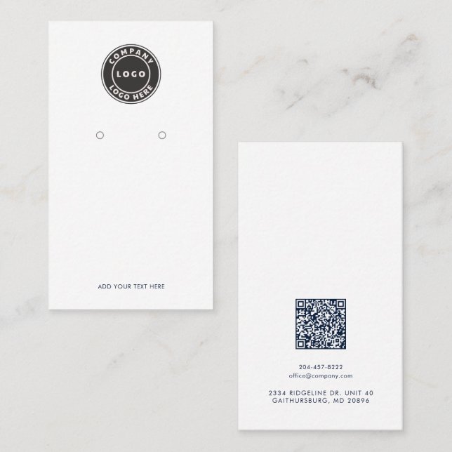 Business Logo and QR Code Earrings Display Card Lojalitetskort (Fram/baksida)