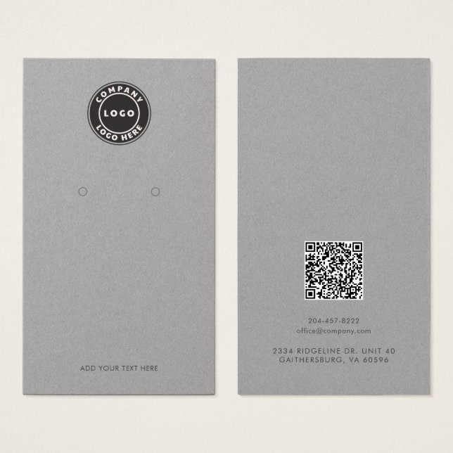 Business Logo and QR Code Earrings Display Card Visitkort (Framsida & baksida)
