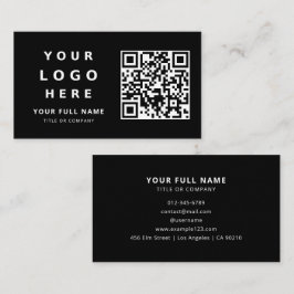 Business Logo And Qr Code Simple Minimalist Black Visitkort