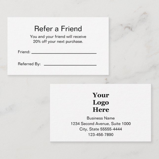 Business Logo Black and White Branded Rabattkort (Fram/baksida)