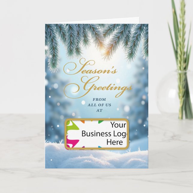 Business Logo Christmas Season’s Greetings Snow Kort (Framsida)