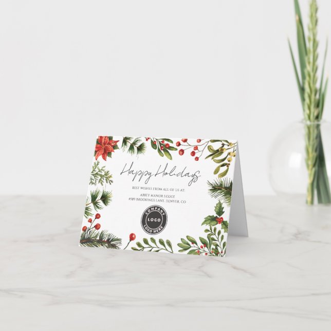 Business Logo Employees Christmas Holiday Card Tack Kort (Framsida)