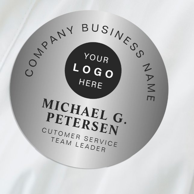 Business logo  faux silver company employee namnbricka (Skapare uppladdad)