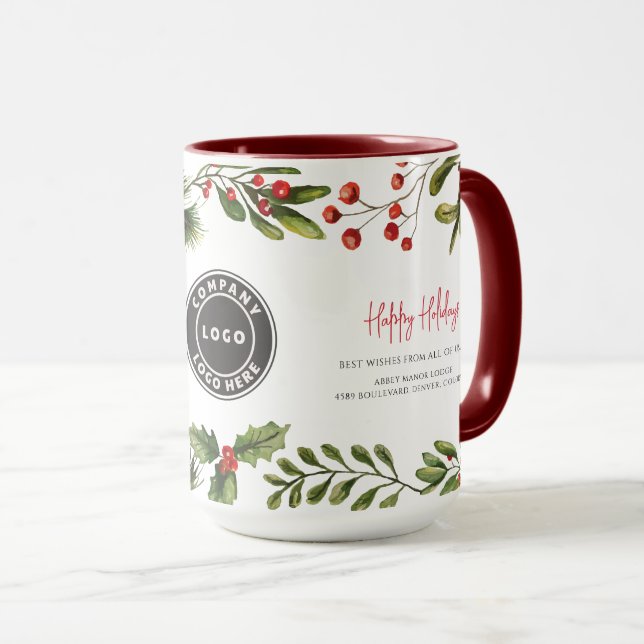 Business Logo Happy Holidays Employees Christmas Mugg (Framsida höger)