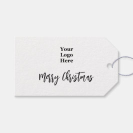 Business Logo Merry Christmas Script Black & White Presentetikett