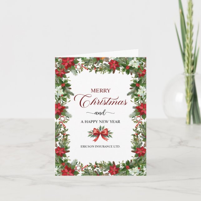 Business Logo Merry Christmas Thank You Card   Anteckningskort (Framsida)