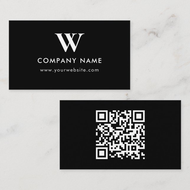 Business Logo Monogram Scannable Website Visitkort (Fram/baksida)