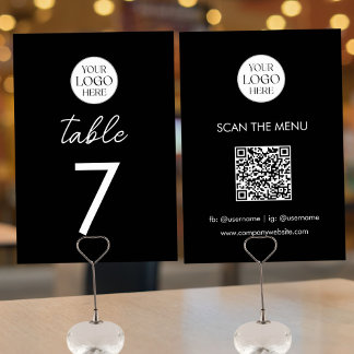 Business Logo QR Code Menu Modern Minimalist Bordsnummer