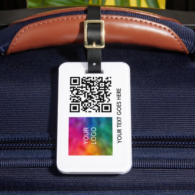 Business Logo QR Code Name Text Template Bagagebricka (Framsida Insitu 2)